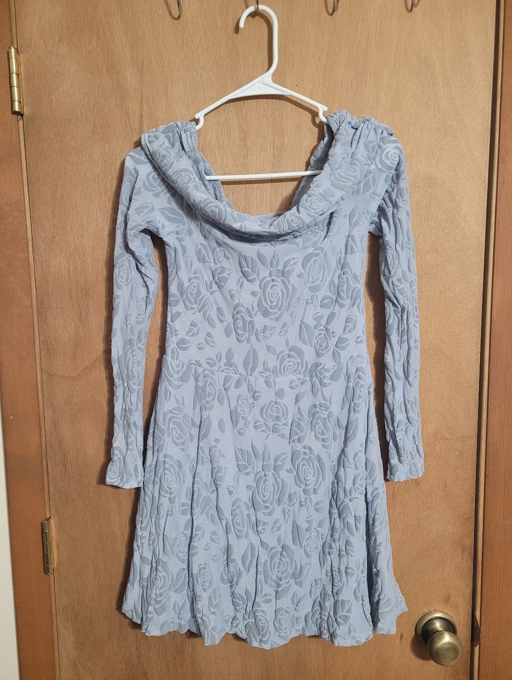 Off the shoulder style blue/gray Dress
